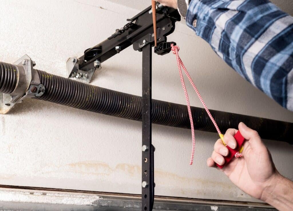 Broken garage door spring replacement in Stamford CT residential garage
